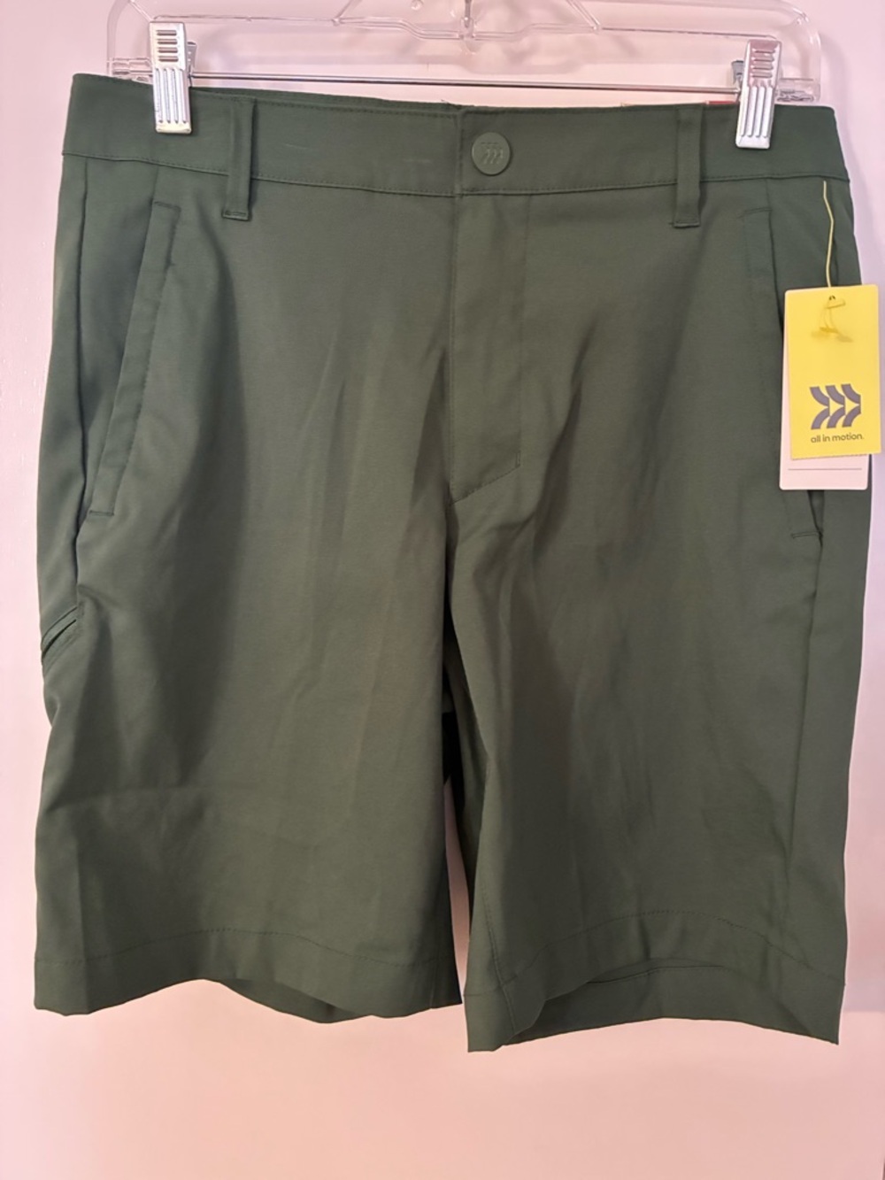 all in motion Men’s Olive Green Flat-Front Performance Shorts